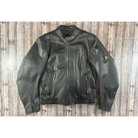 Belstaff motorcycle leather jacket size US 16 46 EU color Black mint condition - Picture 1 of 10
